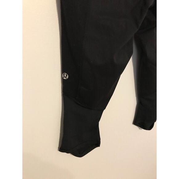 Lululemon Run Pace Crop Black/Ocean Stripe Frond Zip Back Pocket Leggings - 6 - Picture 2 of 9